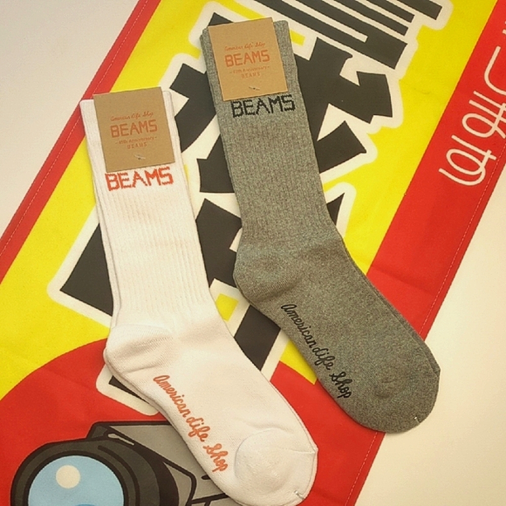 Beams Japan 45th Anniversary  White and Gray Socks